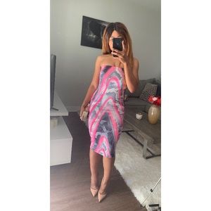 Print Tube Dress Featuring Multi Color Print